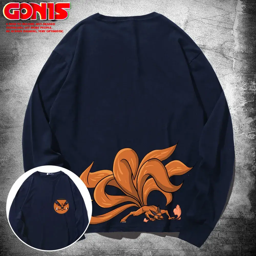 Naruto Print Long Sleeve T-Shirt Black - Image 9