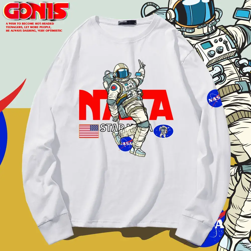 NASA Astronaut Long Sleeve T-Shirt Red Cotton