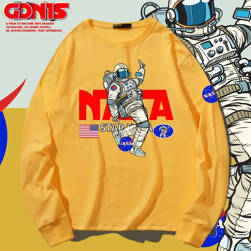 NASA Astronaut Long Sleeve T-Shirt Red Cotton