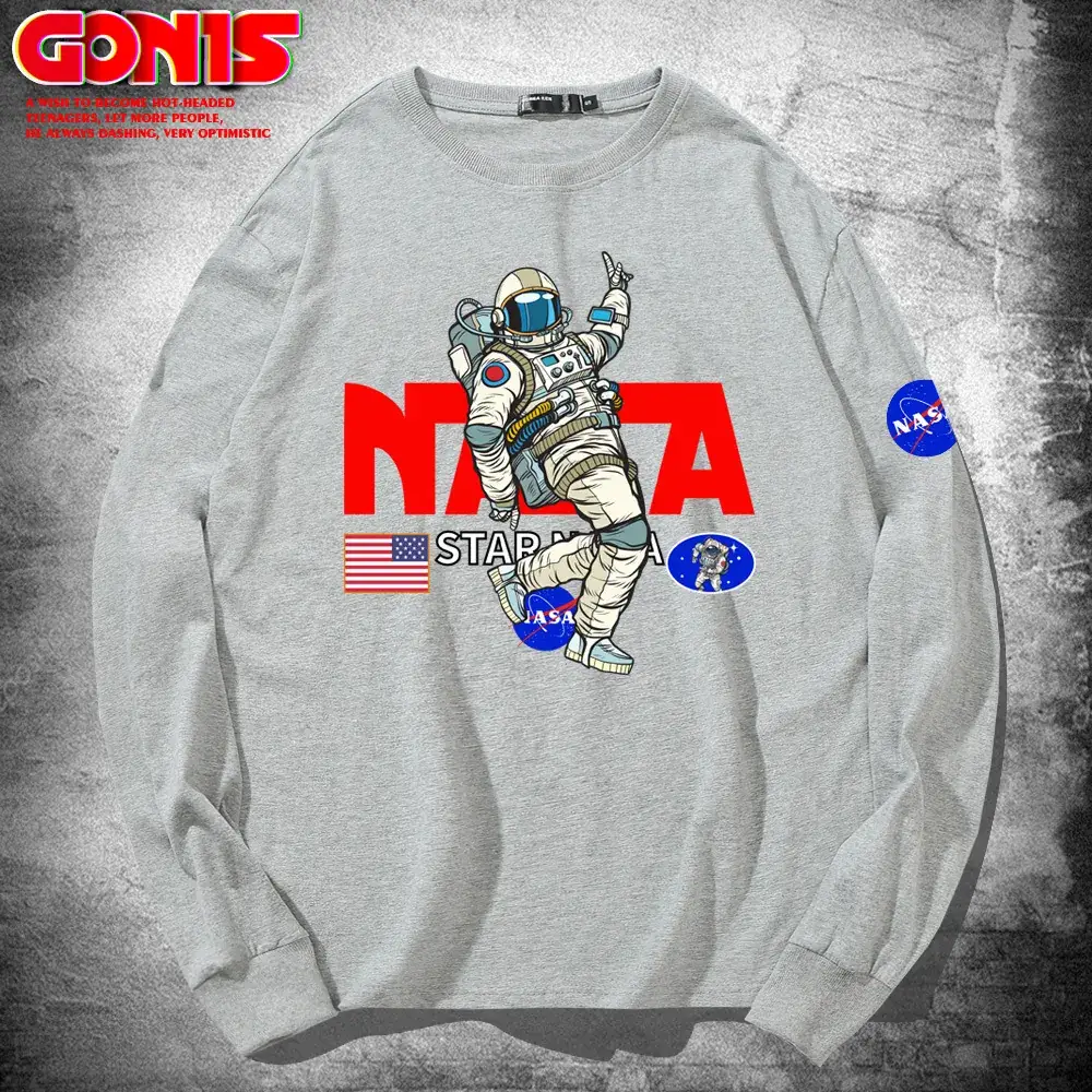 NASA Astronaut Long Sleeve T-Shirt Red Cotton