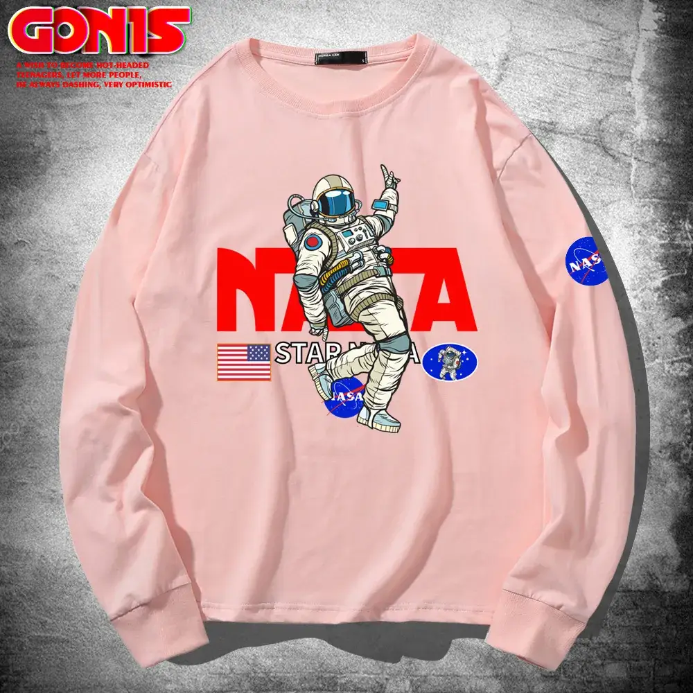 NASA Astronaut Long Sleeve T-Shirt Red Cotton