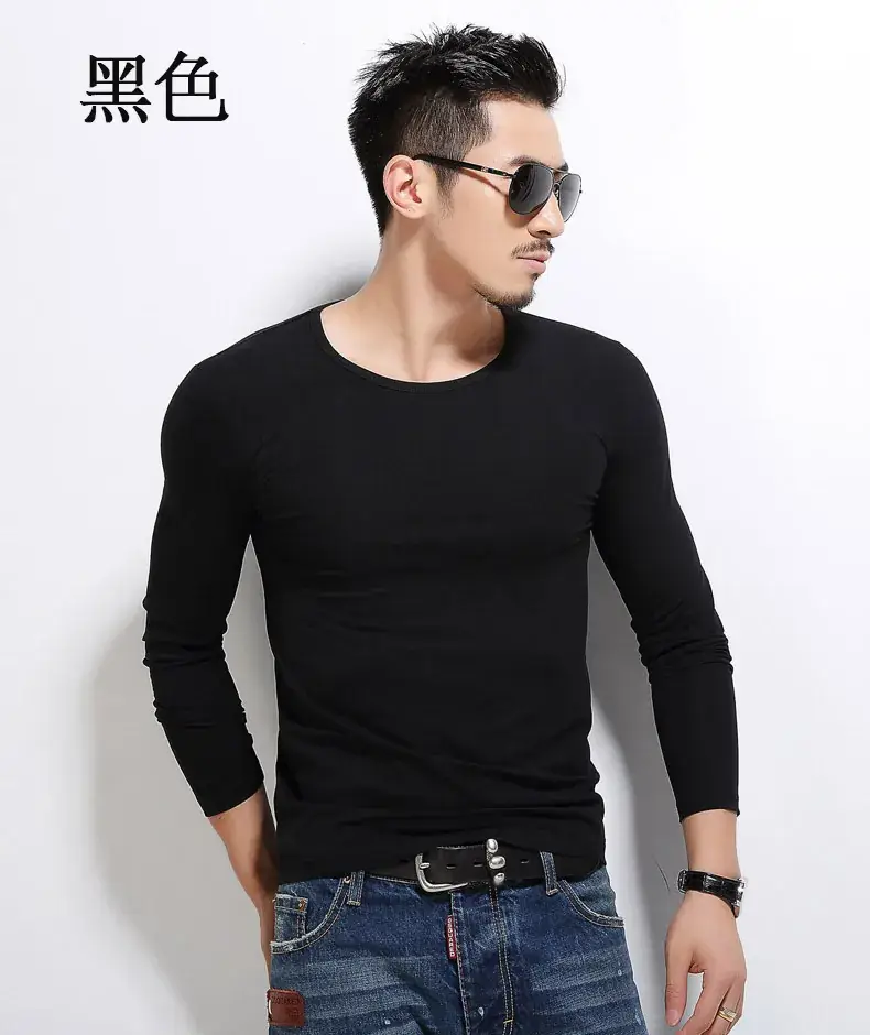 Men's Long Sleeve Slim Fit T-Shirt Olive Green