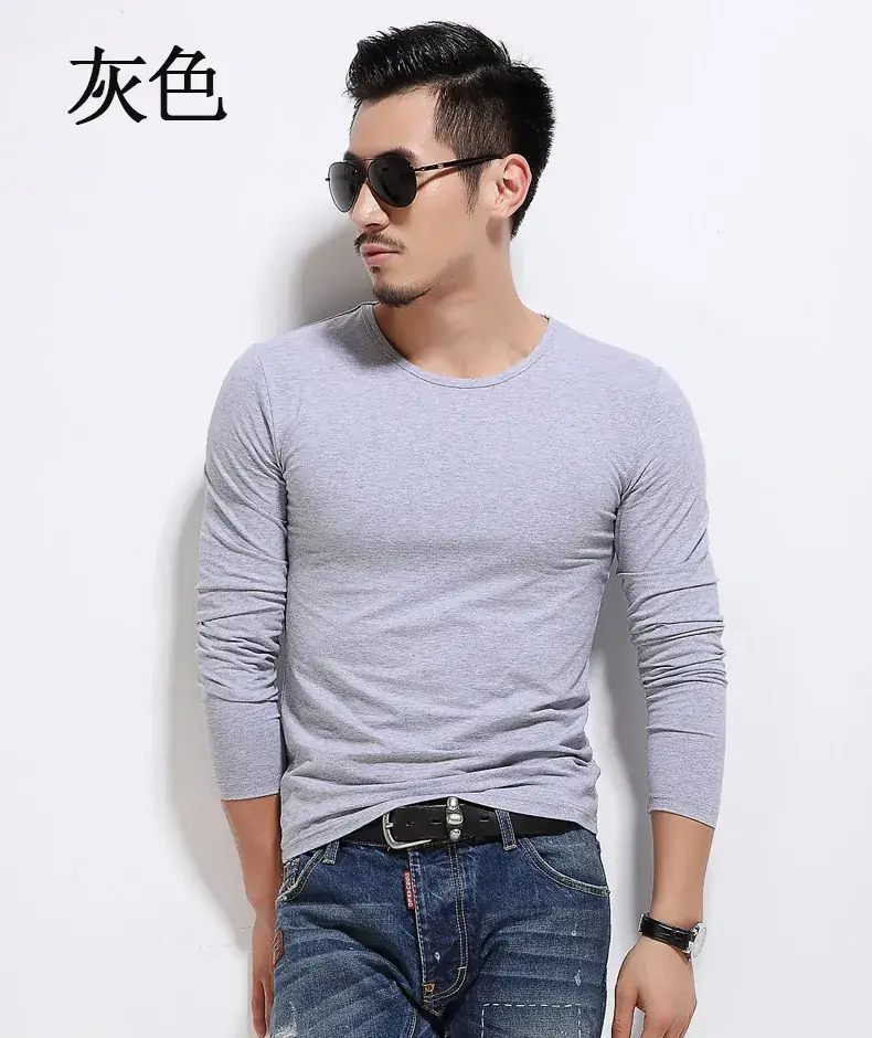 Men's Long Sleeve Slim Fit T-Shirt Olive Green