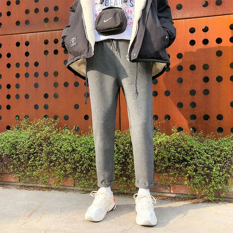 Men's 2019 Woolen Skinny Pants Black Straight Fit
