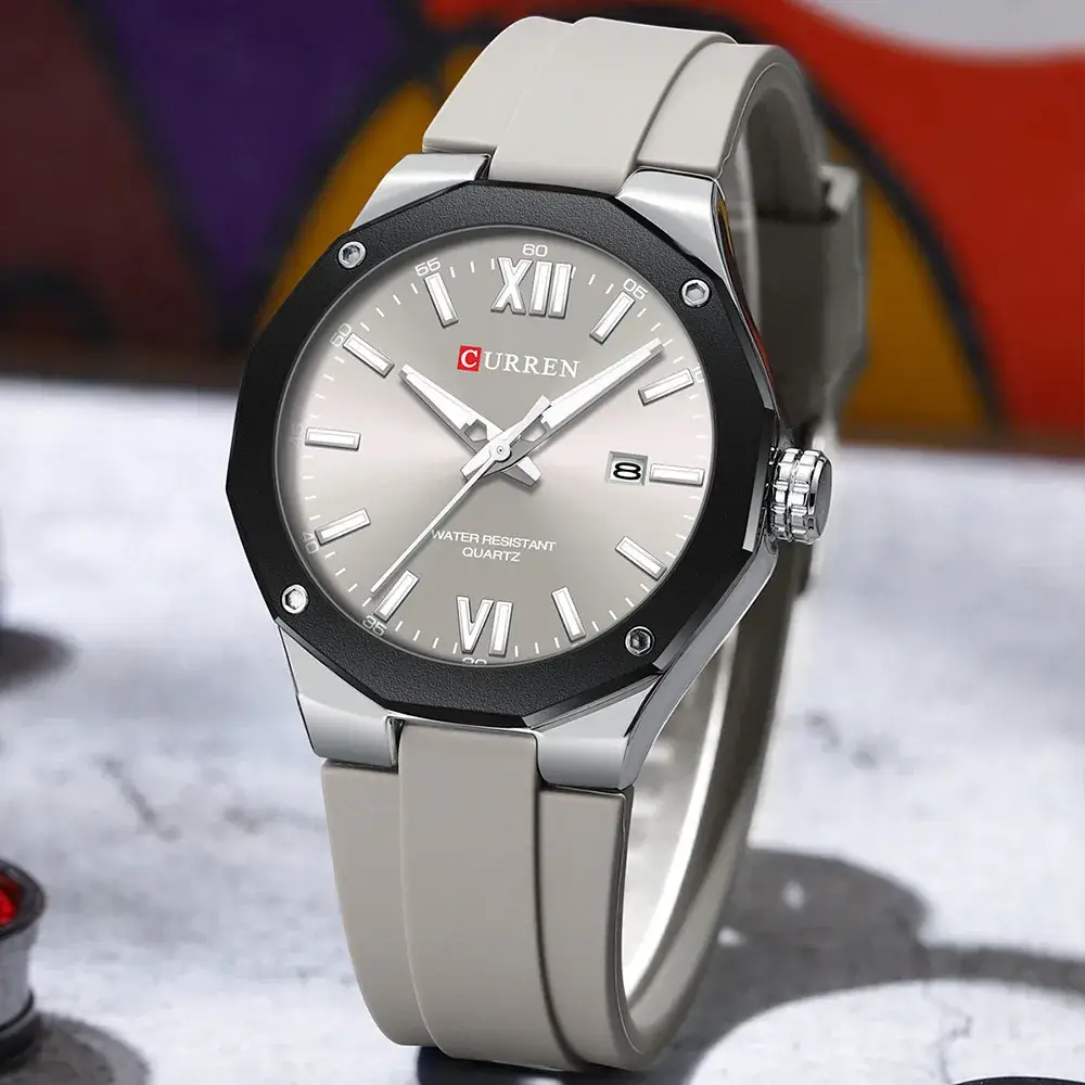 Men's Silver Quartz Wrist Watch with Calendar - Image 7