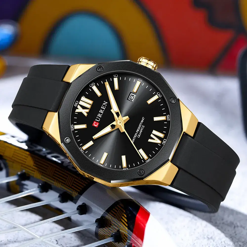 Men's Silver Quartz Wrist Watch with Calendar - Image 9