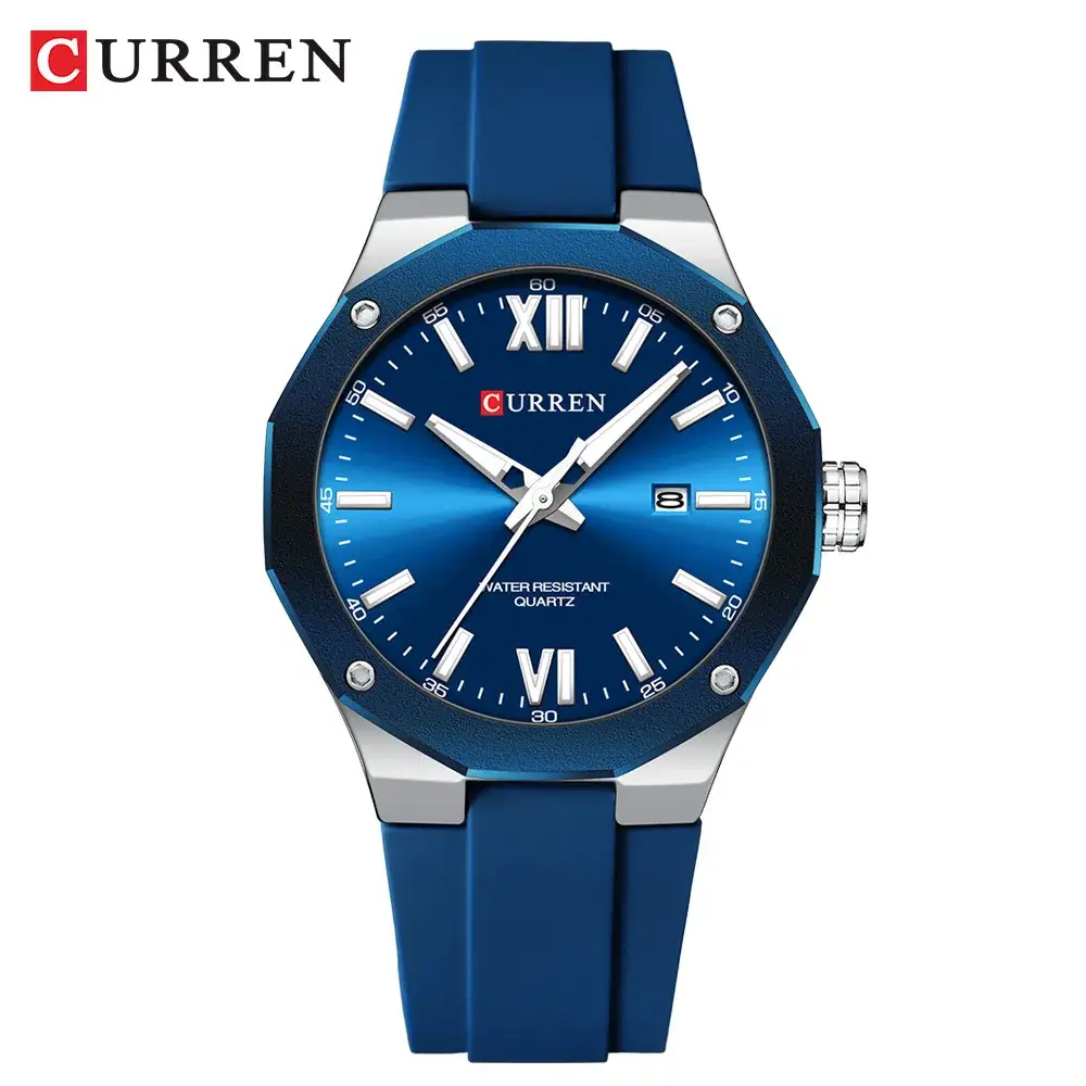 Men's Silver Quartz Wrist Watch with Calendar - Image 10