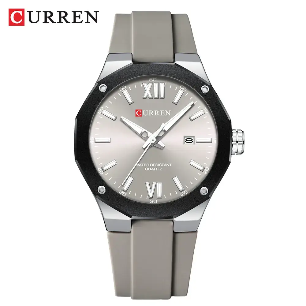 Men's Silver Quartz Wrist Watch with Calendar - Image 2