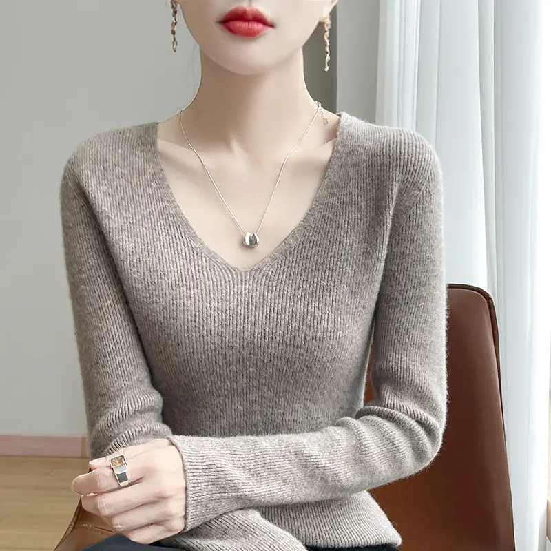 Women's Knit Half Turtleneck Sweater Top Beige — feature 8