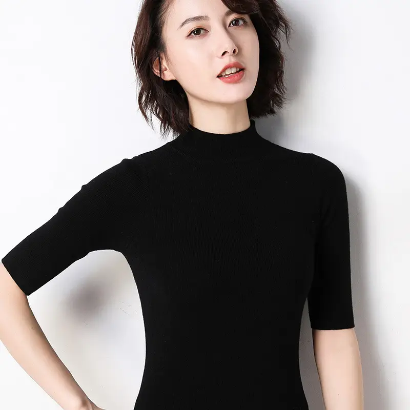 Women's Knit Half Turtleneck Sweater Top Beige - Image 8