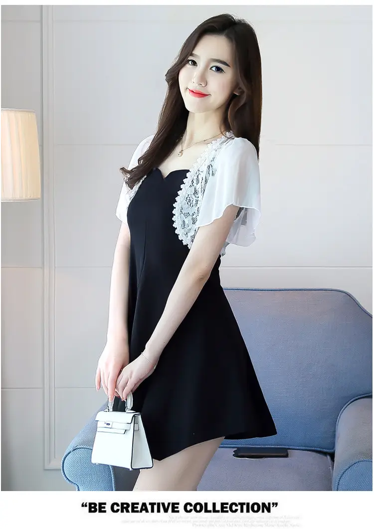 Lace Short Chiffon Shawl Jacket with Matching Skirt — feature 12