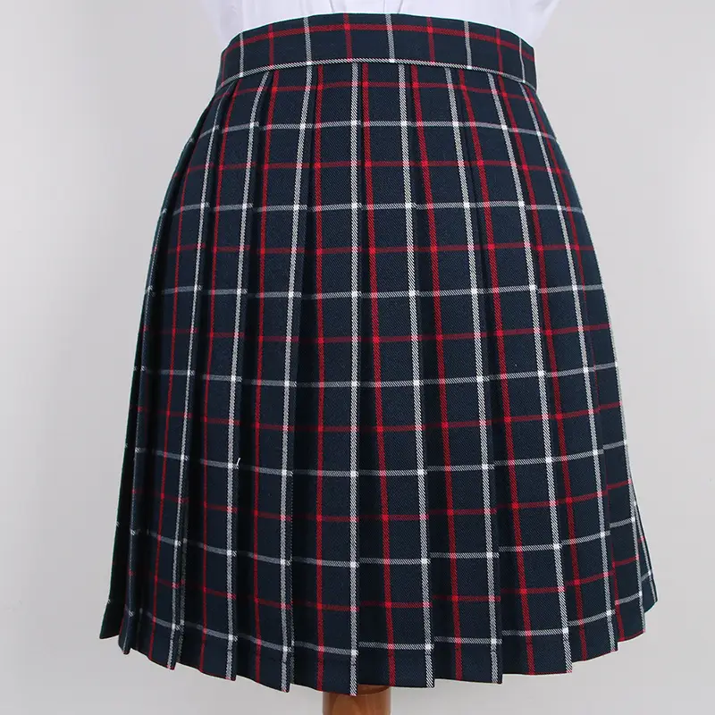 Japanese Plaid College Skirt Large Size Blue Black - Image 2
