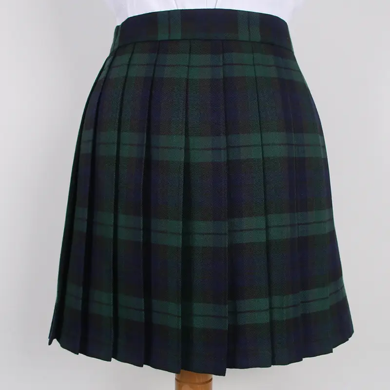 Japanese Plaid College Skirt Large Size Blue Black - Image 3