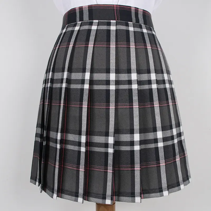 Japanese Plaid College Skirt Large Size Blue Black - Image 4