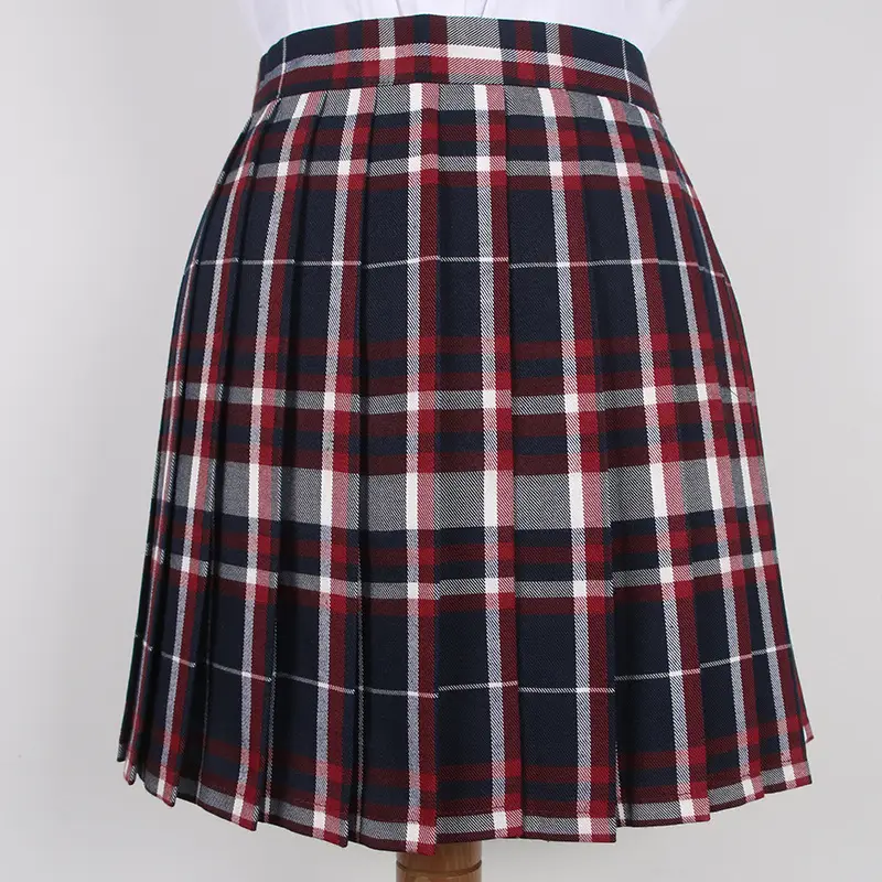 Japanese Plaid College Skirt Large Size Blue Black - Image 8
