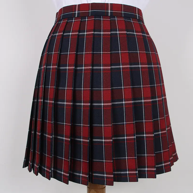 Japanese Plaid College Skirt Large Size Blue Black - Image 9