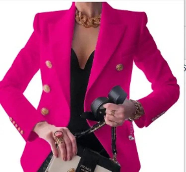 Women's Navy Blue Gold Button Suit with Belt
