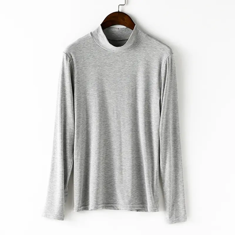 Women Black Long Sleeve T-Shirt with High Collar