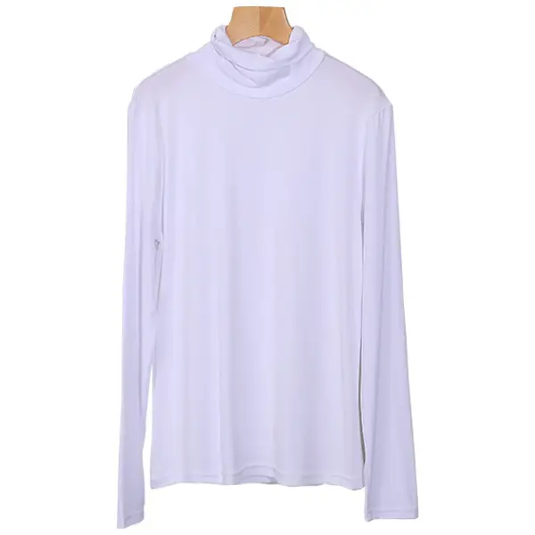 Women Black Long Sleeve T-Shirt with High Collar