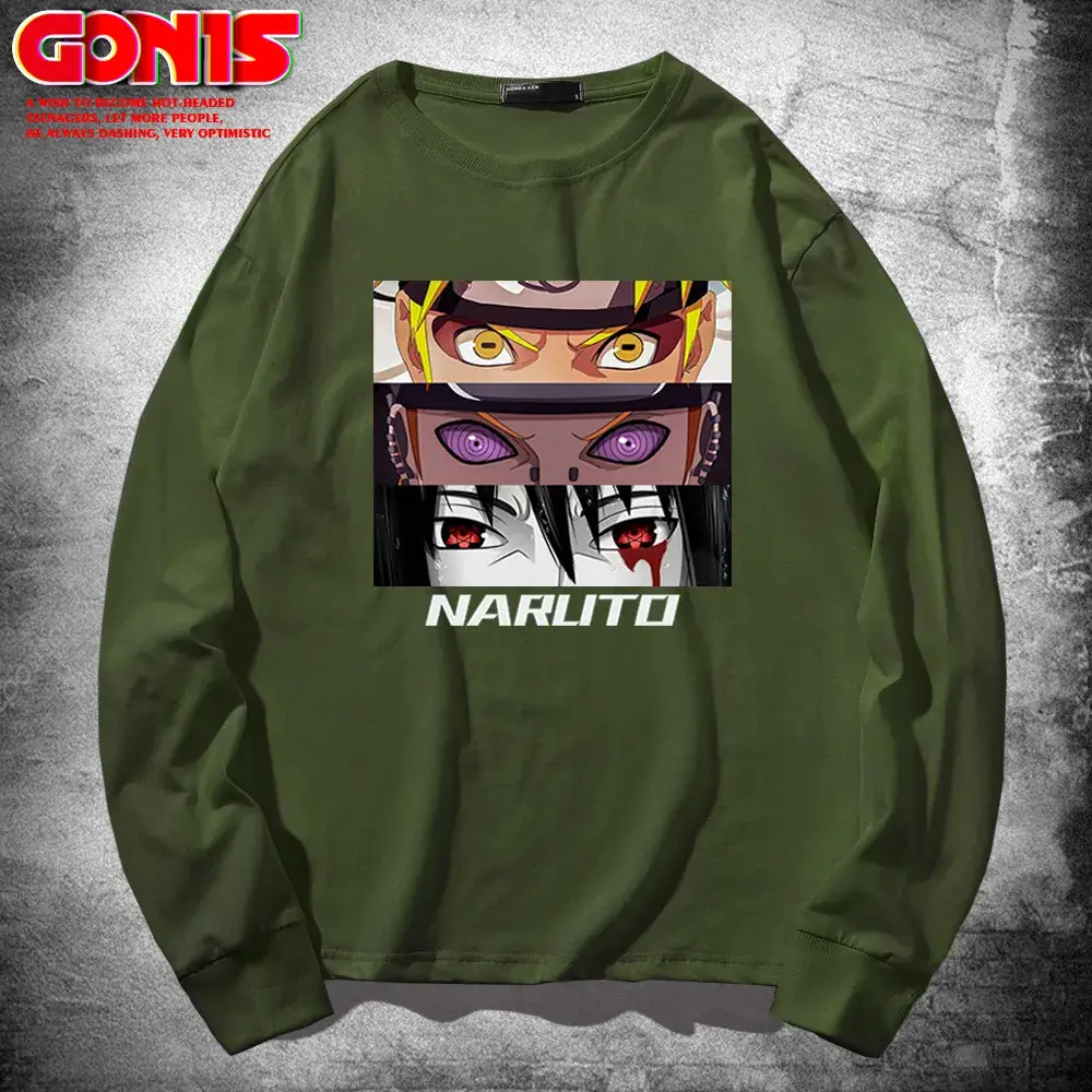 Naruto Graphic Long Sleeve T-Shirt Green Men