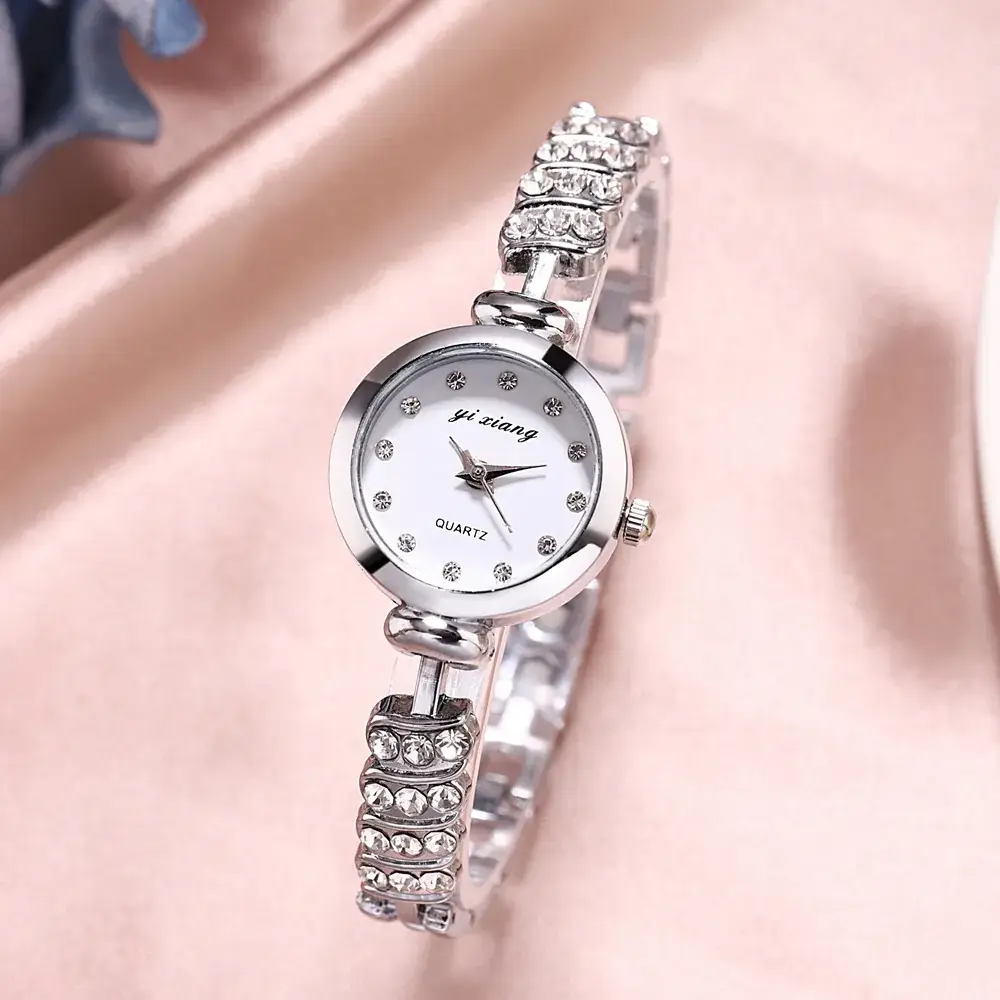 Women's Pink Diamond Bracelet Watch with Gold Band - Image 3