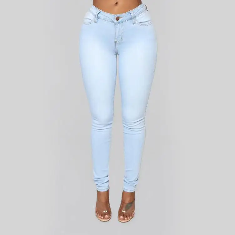 Women Slim Fit Blue Denim Leggings Stretchable - Image 5