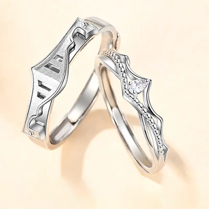 Princess & Knight Couple Ring Sterling Silver Index Finger Gift - Image 3