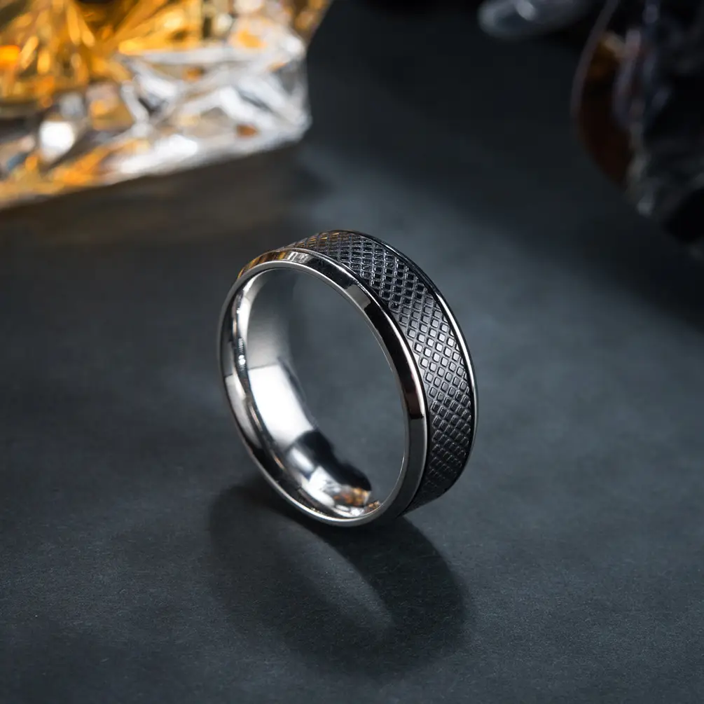Men's Black Titanium Stainless Steel Ring - Image 3