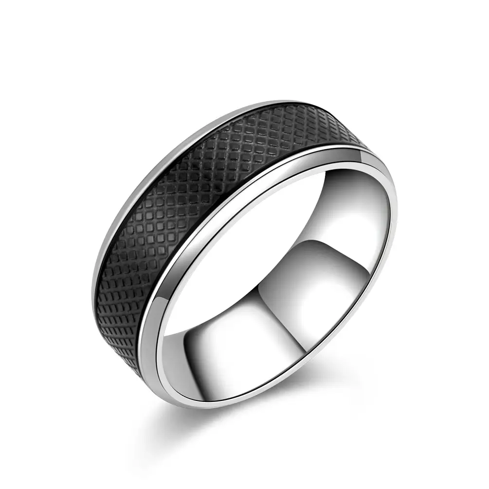 Men's Black Titanium Stainless Steel Ring - Image 6