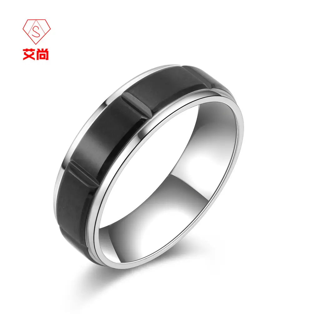 Men's Black Titanium Stainless Steel Ring — feature 35