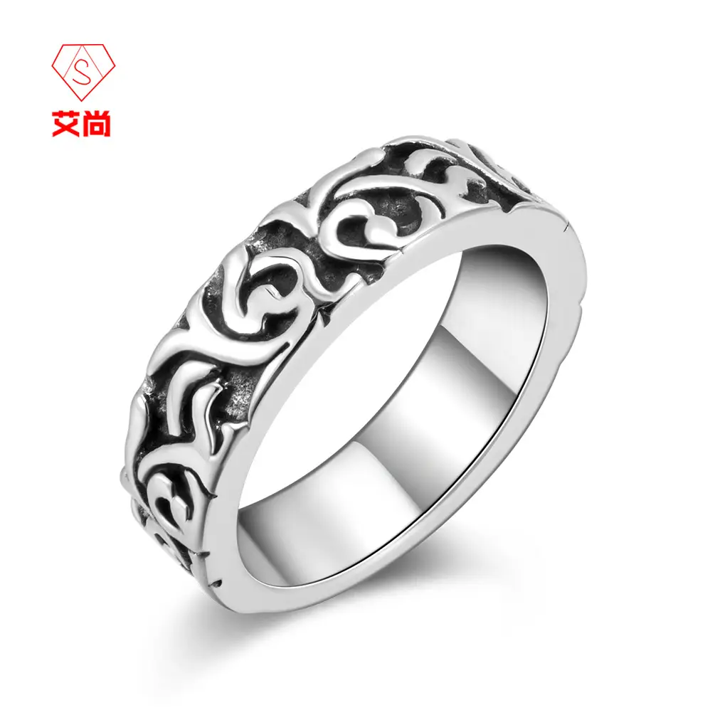 Men's Black Titanium Stainless Steel Ring — feature 36
