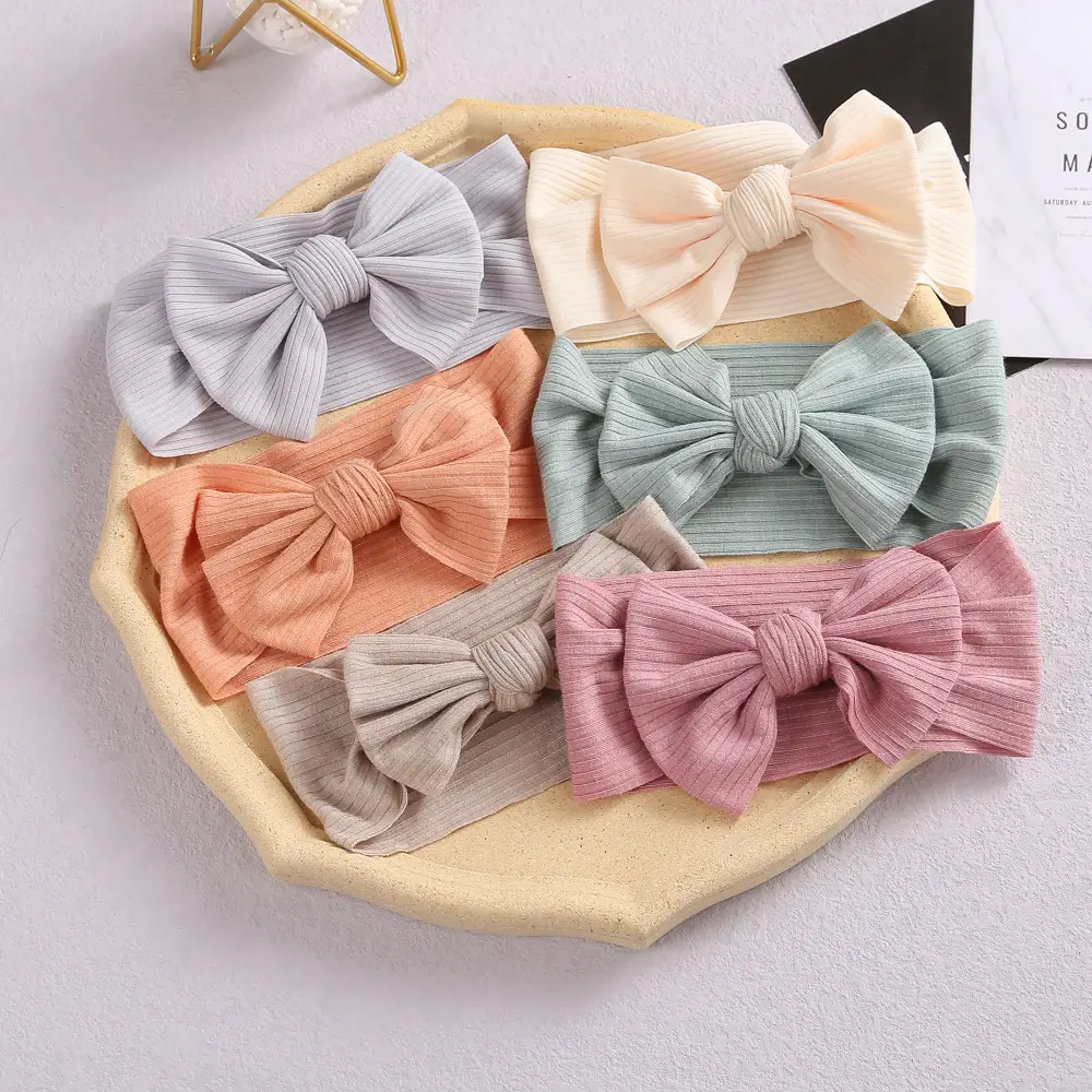 Brown Knit Bow Baby Headband for Girls - Image 36