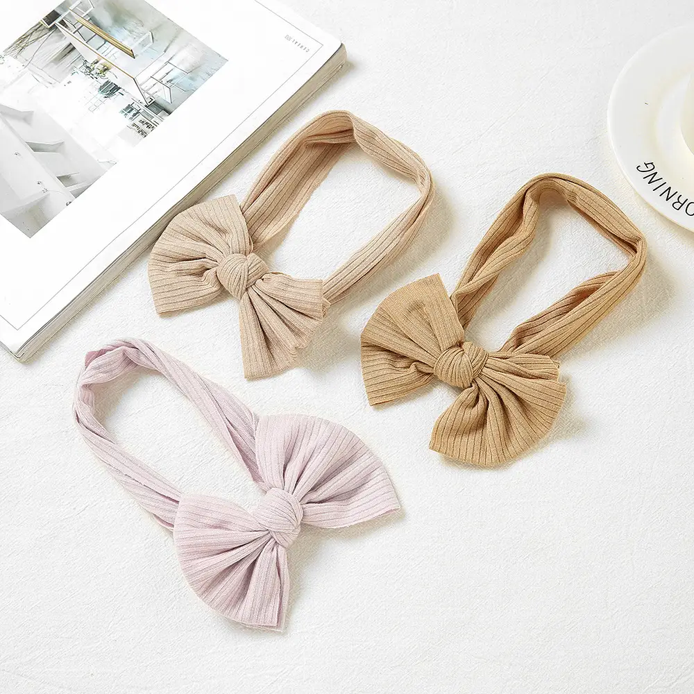 Brown Knit Bow Baby Headband for Girls - Image 37