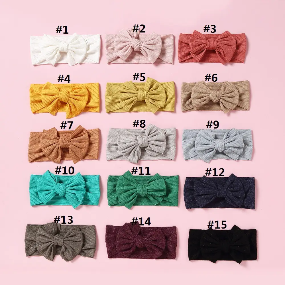 Brown Knit Bow Baby Headband for Girls — feature 1