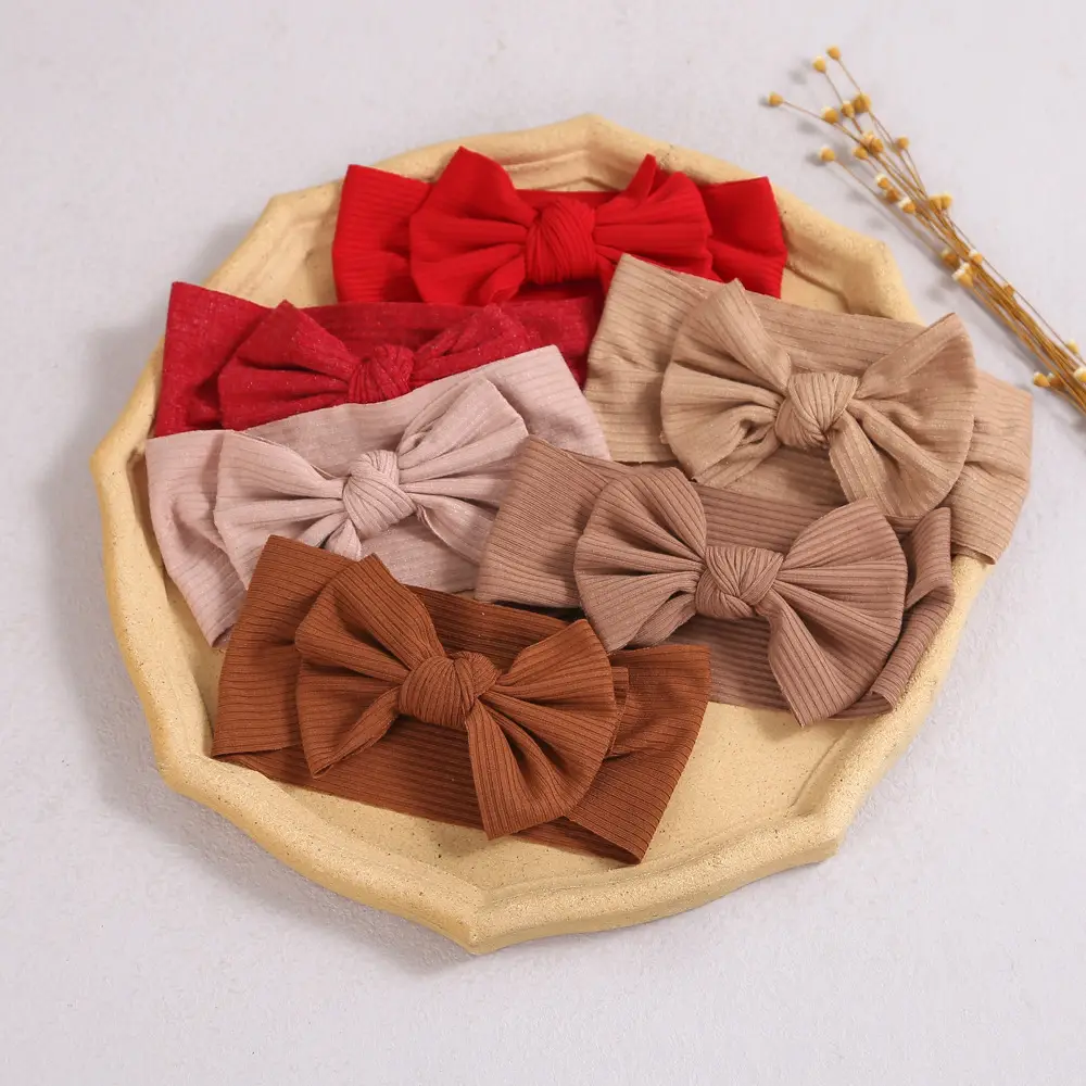 Brown Knit Bow Baby Headband for Girls — feature 12