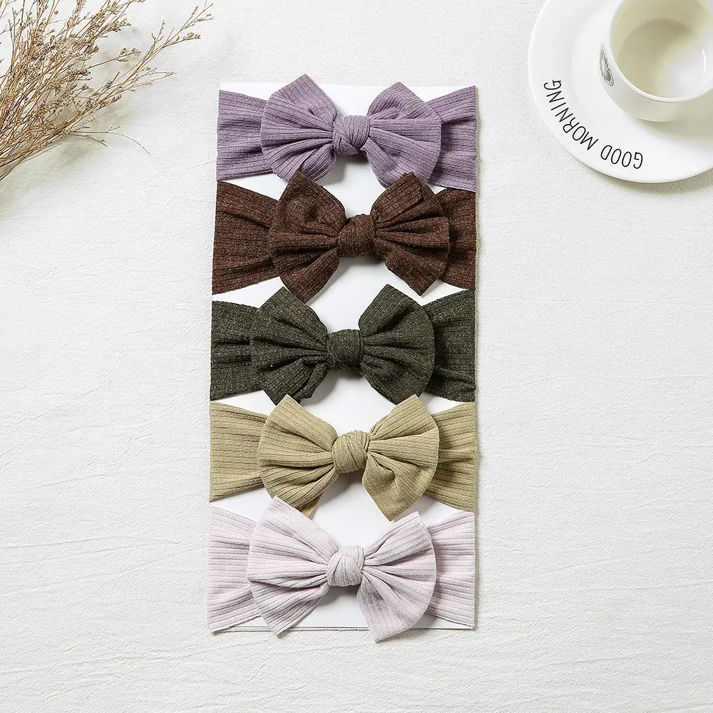 Brown Knit Bow Baby Headband for Girls — feature 9