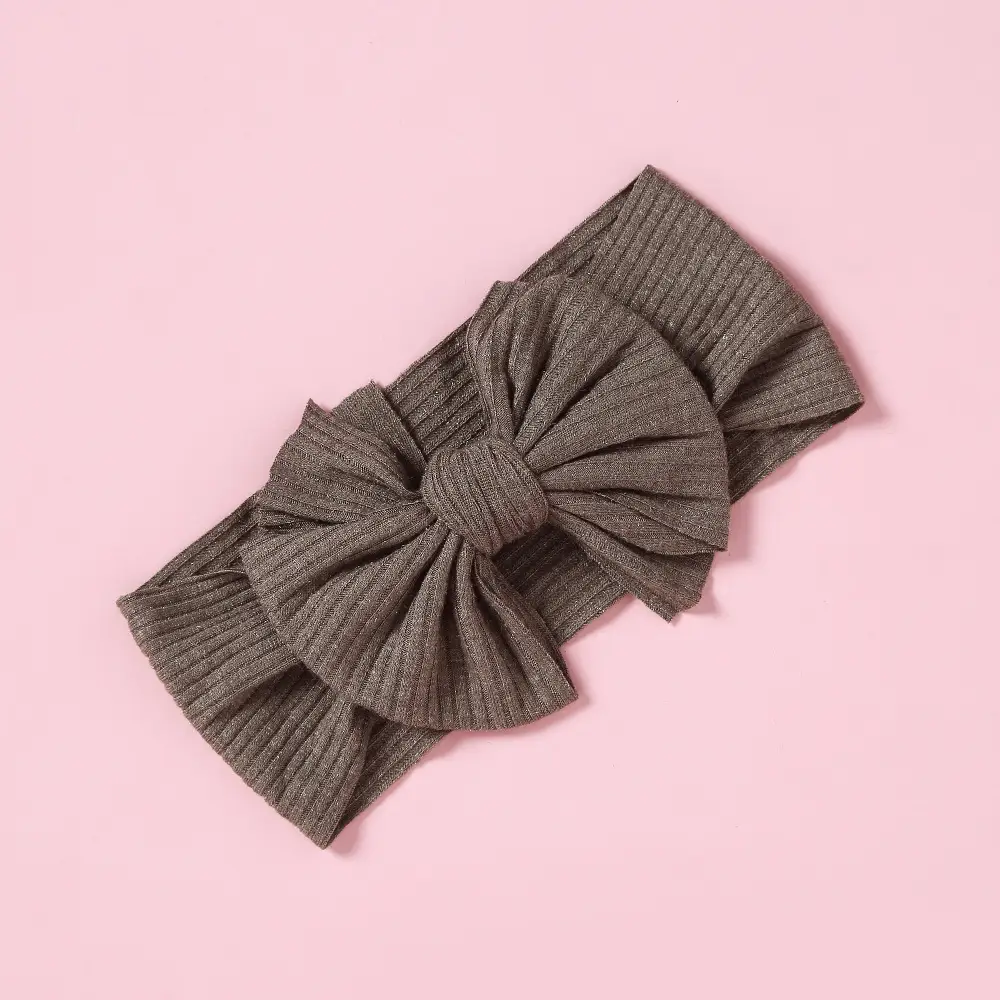 Brown Knit Bow Baby Headband for Girls - Image 13
