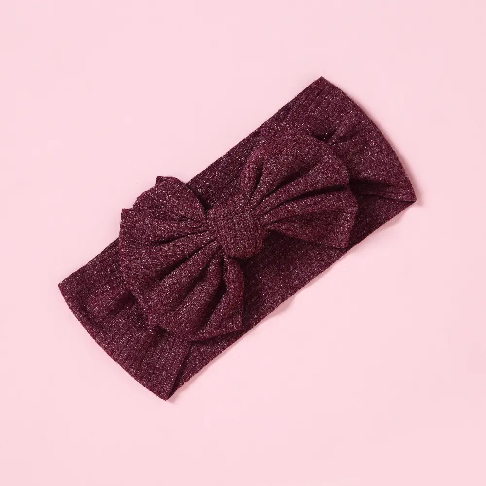 Brown Knit Bow Baby Headband for Girls - Image 14