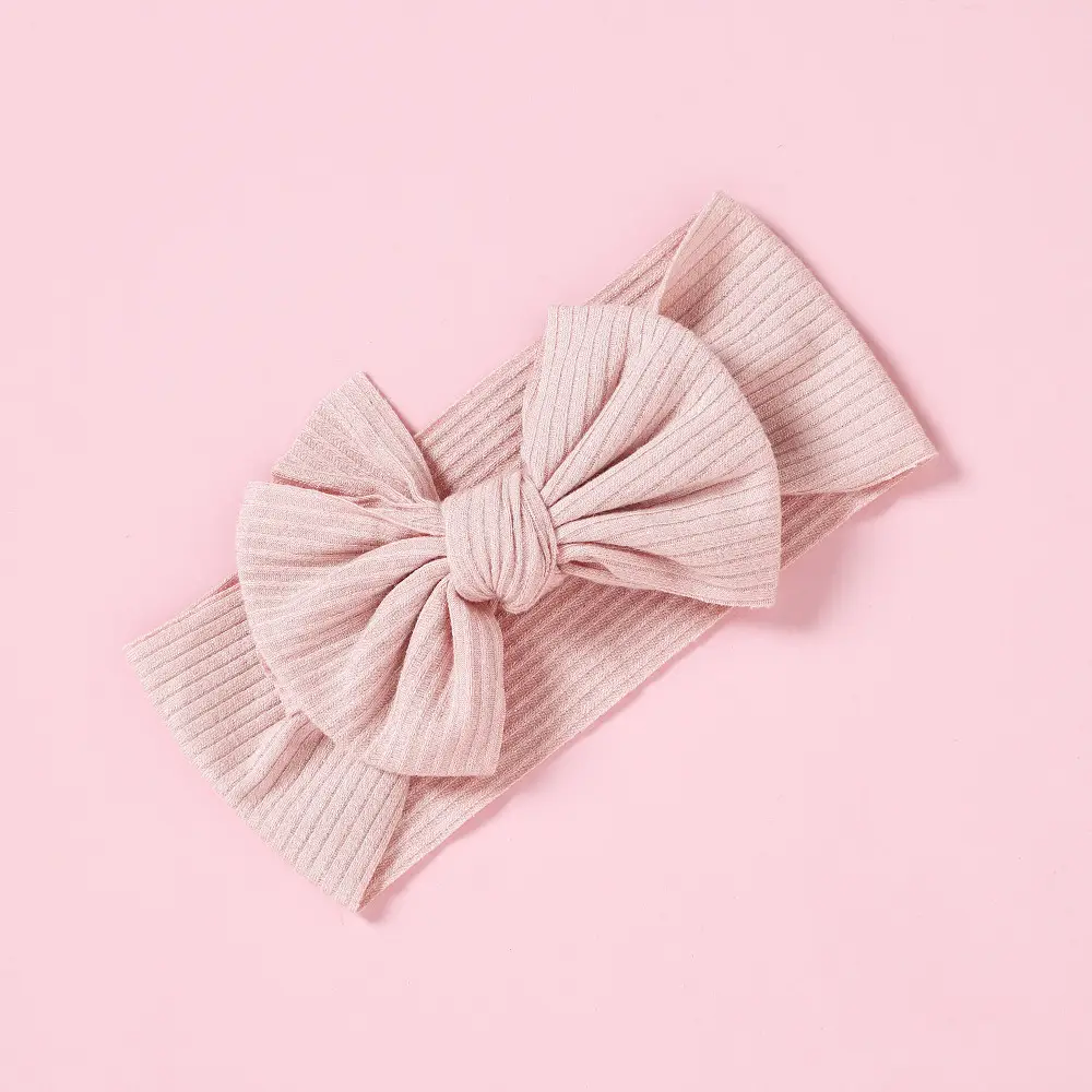 Brown Knit Bow Baby Headband for Girls - Image 2