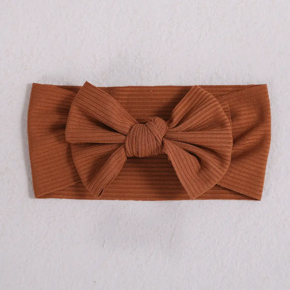 Brown Knit Bow Baby Headband for Girls - Image 23