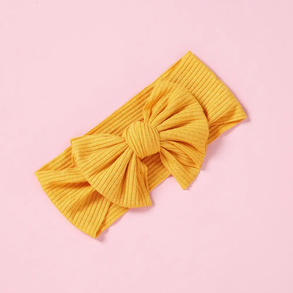 Brown Knit Bow Baby Headband for Girls - Image 4