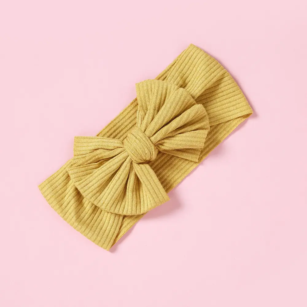 Brown Knit Bow Baby Headband for Girls - Image 5