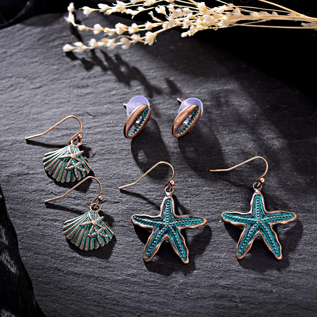 3-piece Retro Metallic Earrings Set for Women - Image 5