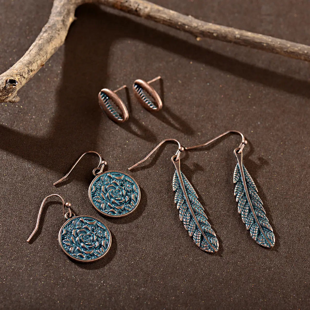3-piece Retro Metallic Earrings Set for Women - Image 8