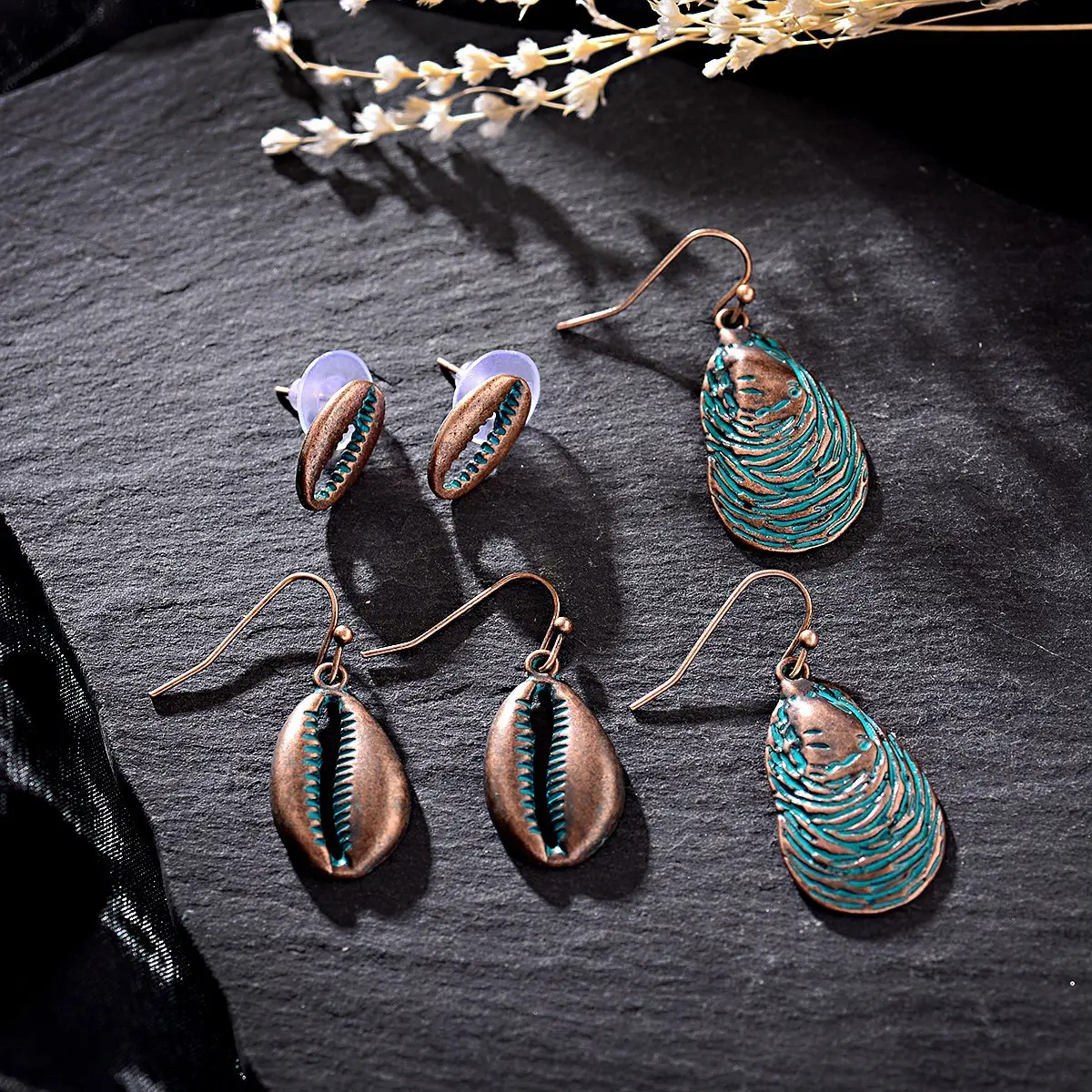 3-piece Retro Metallic Earrings Set for Women - Image 6