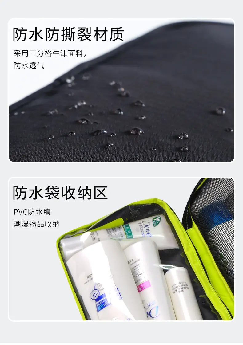 Blue Waterproof Women's Travel Toiletry Bag — feature 4