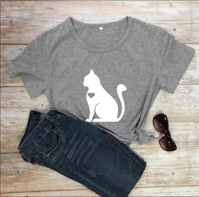 Cat Graphic T-Shirt Green Men Women Europe USA