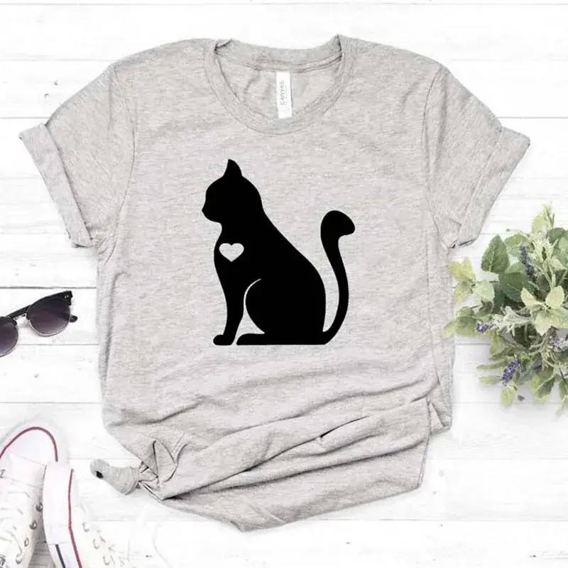 Cat Graphic T-Shirt Green Men Women Europe USA