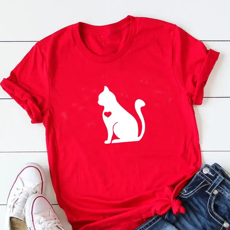 Cat Graphic T-Shirt Green Men Women Europe USA