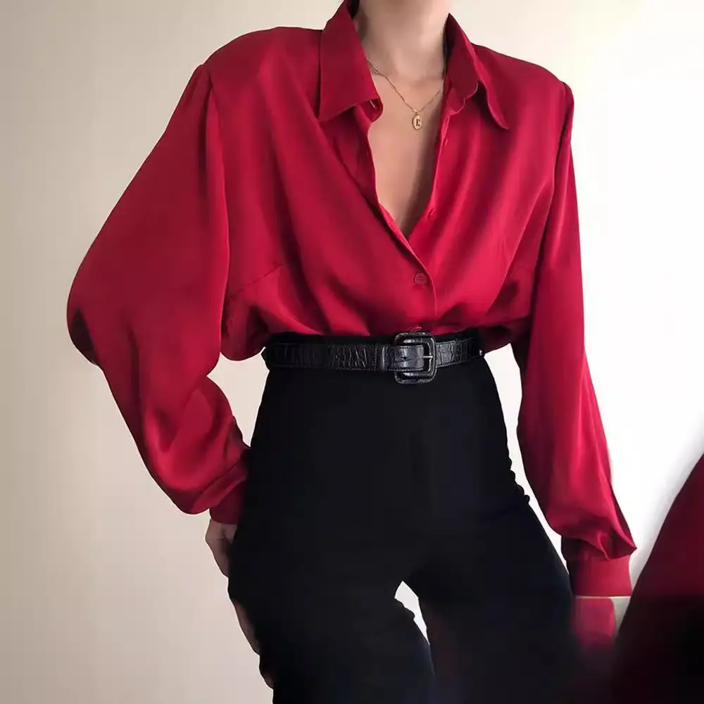 Spot European American Size Sexy Loose Fit Red Top - Image 6
